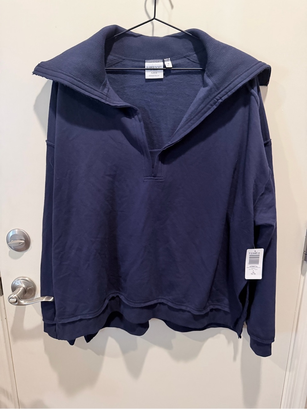 torrid Navy Hooded V-Neck Pullover Sweatshirt
